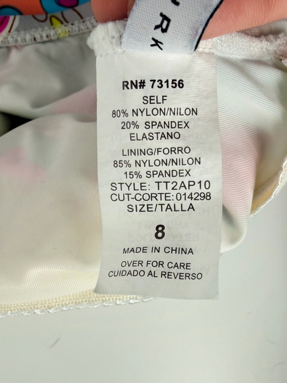 Trina Turk Colorful Abstract One Piece Swimsuit Gold Detail Asymmetric Size 8 - Picture 6 of 8